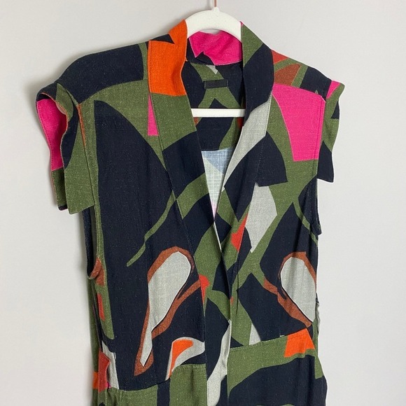 Osklen Foliage Print Maxi Wrap Dress Abstract Print Sleeveless Womens Large - Picture 3 of 10